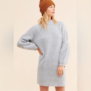 Anthropologie Light Gray Long Sleeve Knit Dress